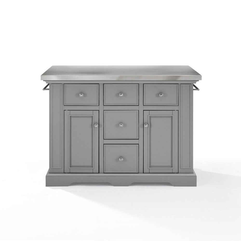 Crosley Furniture - Julia Kitchen Island Gray/Stainless Steel - KF30025AGY veiw 2