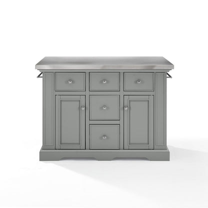 Crosley Furniture - Julia Kitchen Island Gray/Stainless Steel - KF30025AGY veiw 2