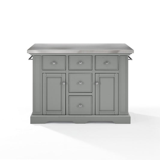 Crosley Furniture - Julia Kitchen Island Gray/Stainless Steel - KF30025AGY veiw 2