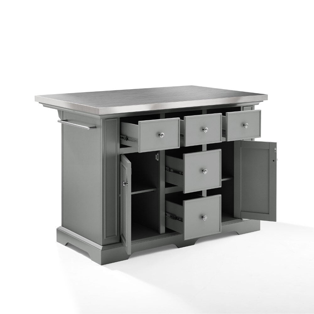 Crosley Furniture - Julia Kitchen Island Gray/Stainless Steel - KF30025AGY veiw 3