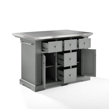 Crosley Furniture - Julia Kitchen Island Gray/Stainless Steel - KF30025AGY veiw 3