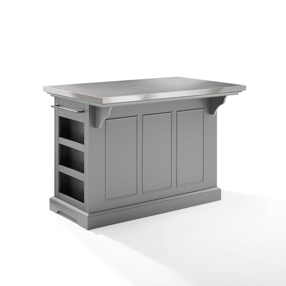 Crosley Furniture - Julia Kitchen Island Gray/Stainless Steel - KF30025AGY veiw 4