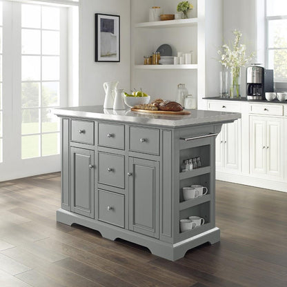 Crosley Furniture - Julia Kitchen Island Gray/Stainless Steel - KF30025AGY veiw 8