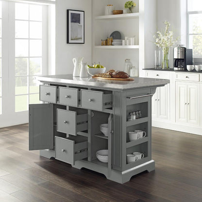Crosley Furniture - Julia Kitchen Island Gray/Stainless Steel - KF30025AGY veiw 9