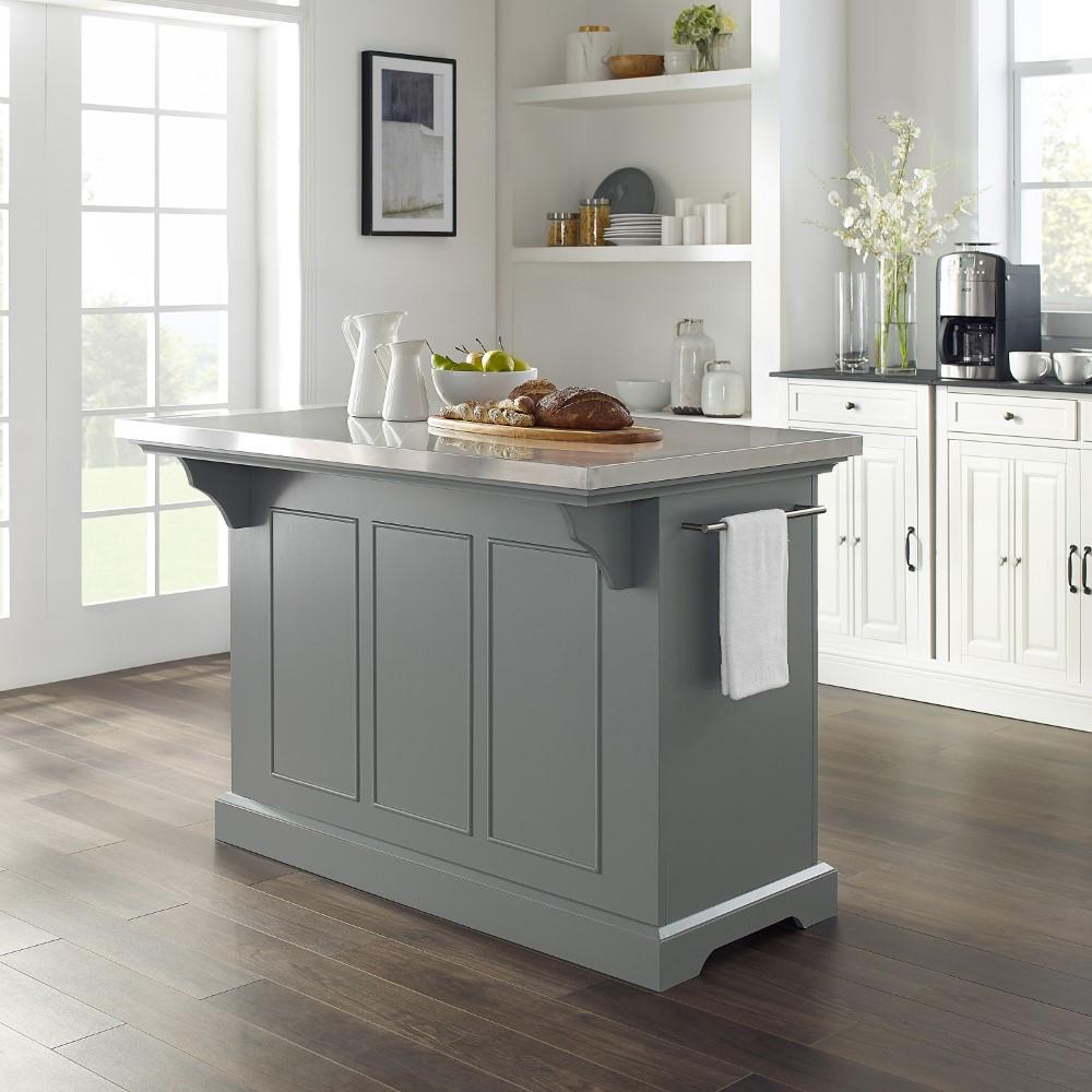 Crosley Furniture - Julia Kitchen Island Gray/Stainless Steel - KF30025AGY veiw 10
