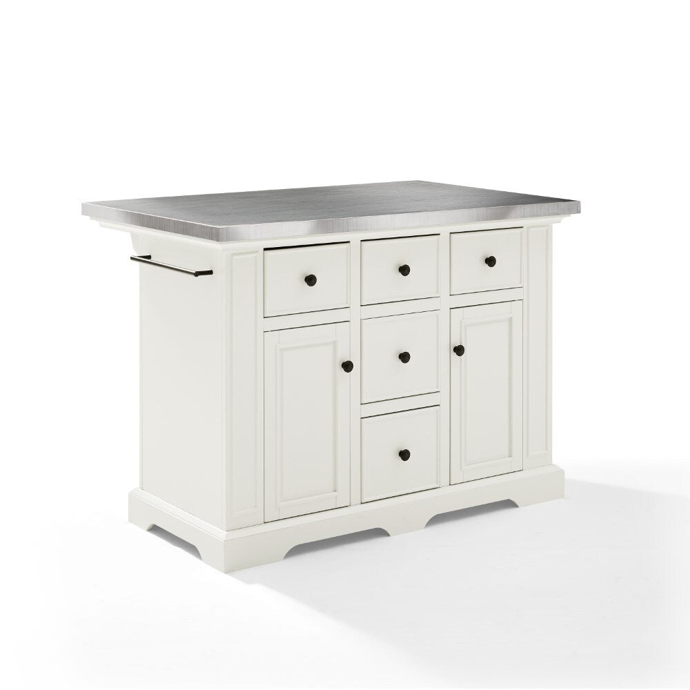 Crosley Furniture - Julia Kitchen Island White/Stainless Steel - KF30025AWH veiw 1