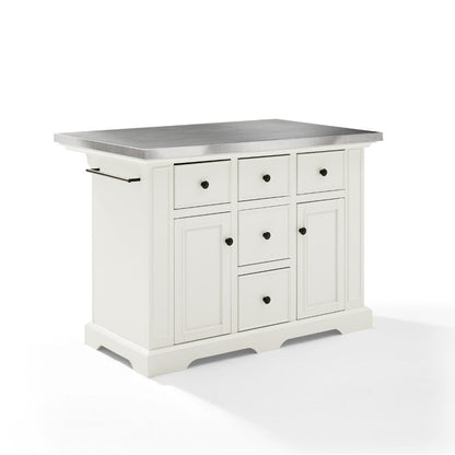 Crosley Furniture - Julia Kitchen Island White/Stainless Steel - KF30025AWH veiw 1