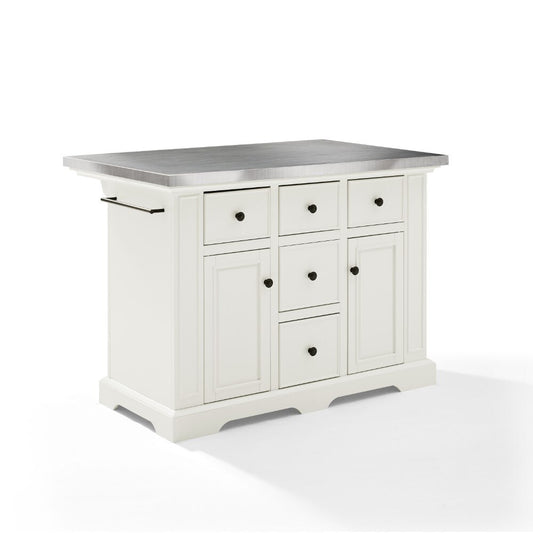 Crosley Furniture - Julia Kitchen Island White/Stainless Steel - KF30025AWH veiw 1