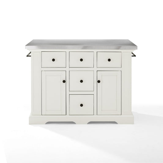 Crosley Furniture - Julia Kitchen Island White/Stainless Steel - KF30025AWH veiw 2