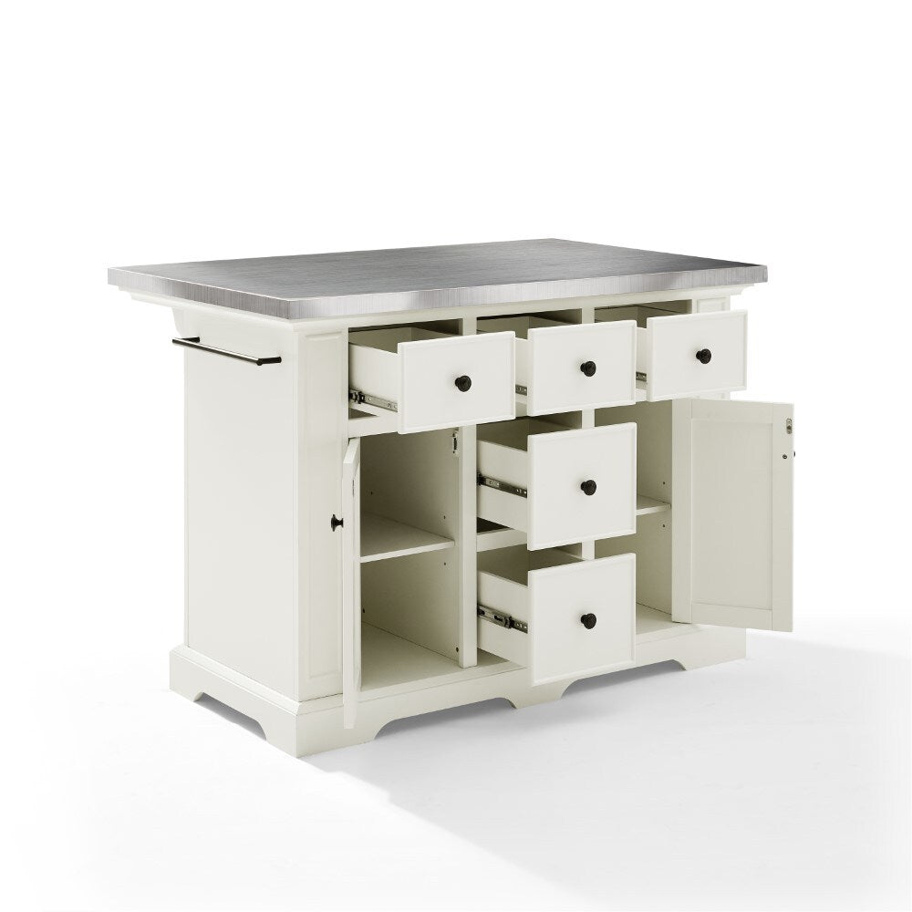 Crosley Furniture - Julia Kitchen Island White/Stainless Steel - KF30025AWH veiw 3