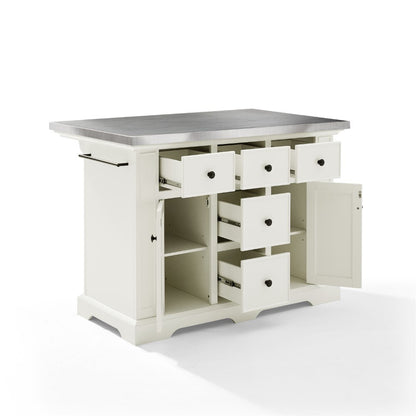 Crosley Furniture - Julia Kitchen Island White/Stainless Steel - KF30025AWH veiw 3