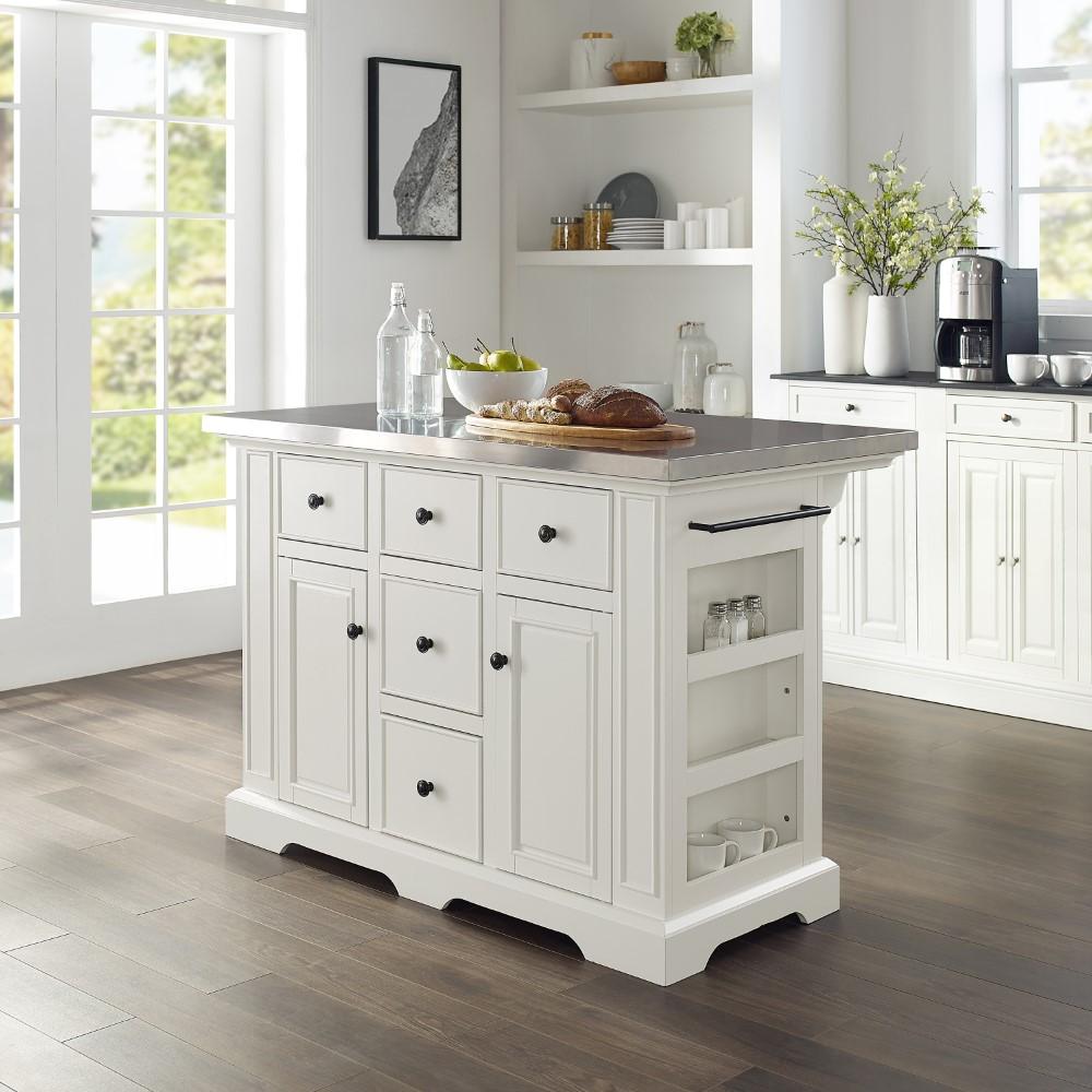Crosley Furniture - Julia Kitchen Island White/Stainless Steel - KF30025AWH veiw 8