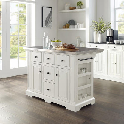 Crosley Furniture - Julia Kitchen Island White/Stainless Steel - KF30025AWH veiw 8
