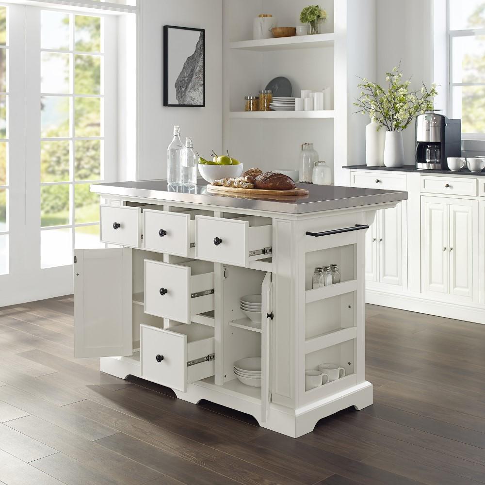 Crosley Furniture - Julia Kitchen Island White/Stainless Steel - KF30025AWH veiw 9