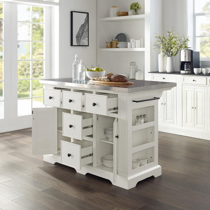 Crosley Furniture - Julia Kitchen Island White/Stainless Steel - KF30025AWH veiw 9