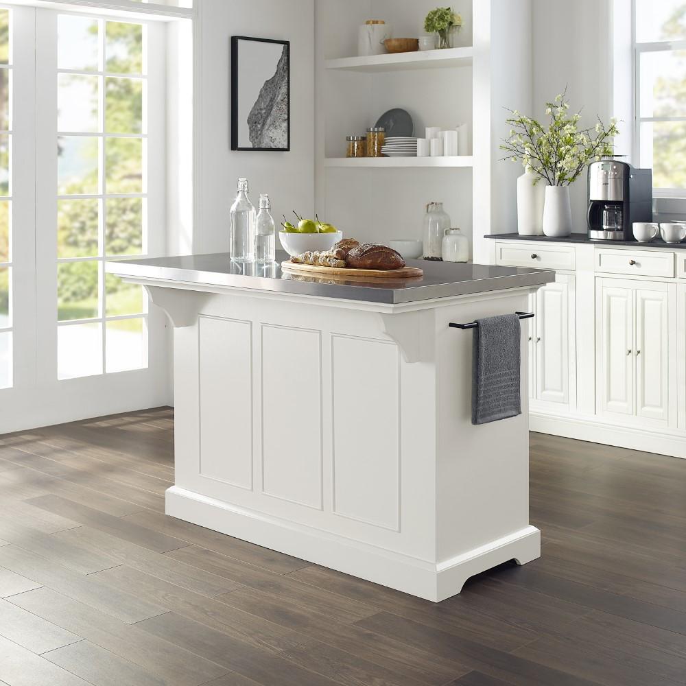 Crosley Furniture - Julia Kitchen Island White/Stainless Steel - KF30025AWH veiw 10