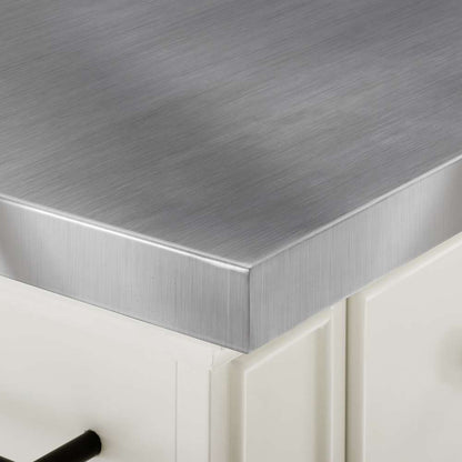 Crosley Furniture - Julia Stainless Steel Top Island W/X-Back Stools White/White - Island & 2 Stools - KF30064WH-WH veiw 5