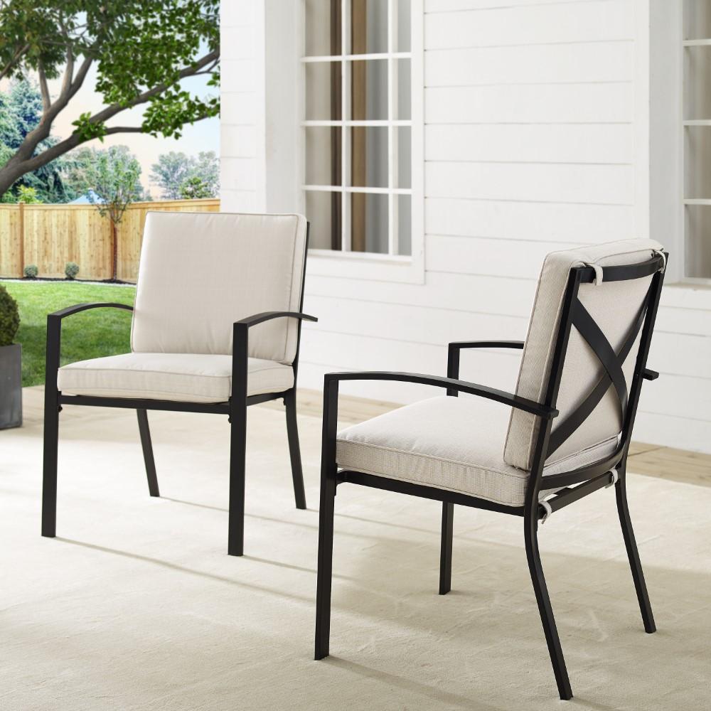 Crosley Furniture - Kaplan 2 Piece Outdoor Dining Chair Set Oatmeal/Oil Rubbed Bronze - 2 Chairs - KO60025BZ-OL veiw 9