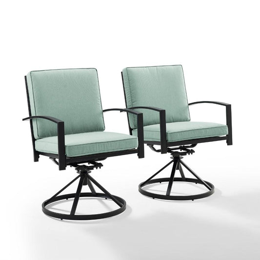 Crosley Furniture - Kaplan 2 Piece Outdoor Dining Swivel Chair Set Mist/Oil Rubbed Bronze - 2 Swivel Chairs - KO60026BZ-MI veiw 1
