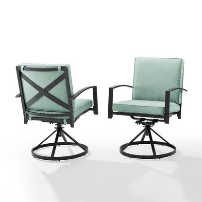 Crosley Furniture - Kaplan 2 Piece Outdoor Dining Swivel Chair Set Mist/Oil Rubbed Bronze - 2 Swivel Chairs - KO60026BZ-MI veiw 2