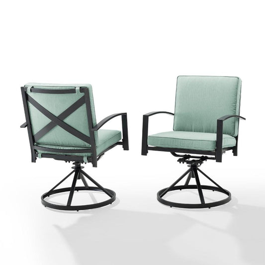 Crosley Furniture - Kaplan 2 Piece Outdoor Dining Swivel Chair Set Mist/Oil Rubbed Bronze - 2 Swivel Chairs - KO60026BZ-MI veiw 2