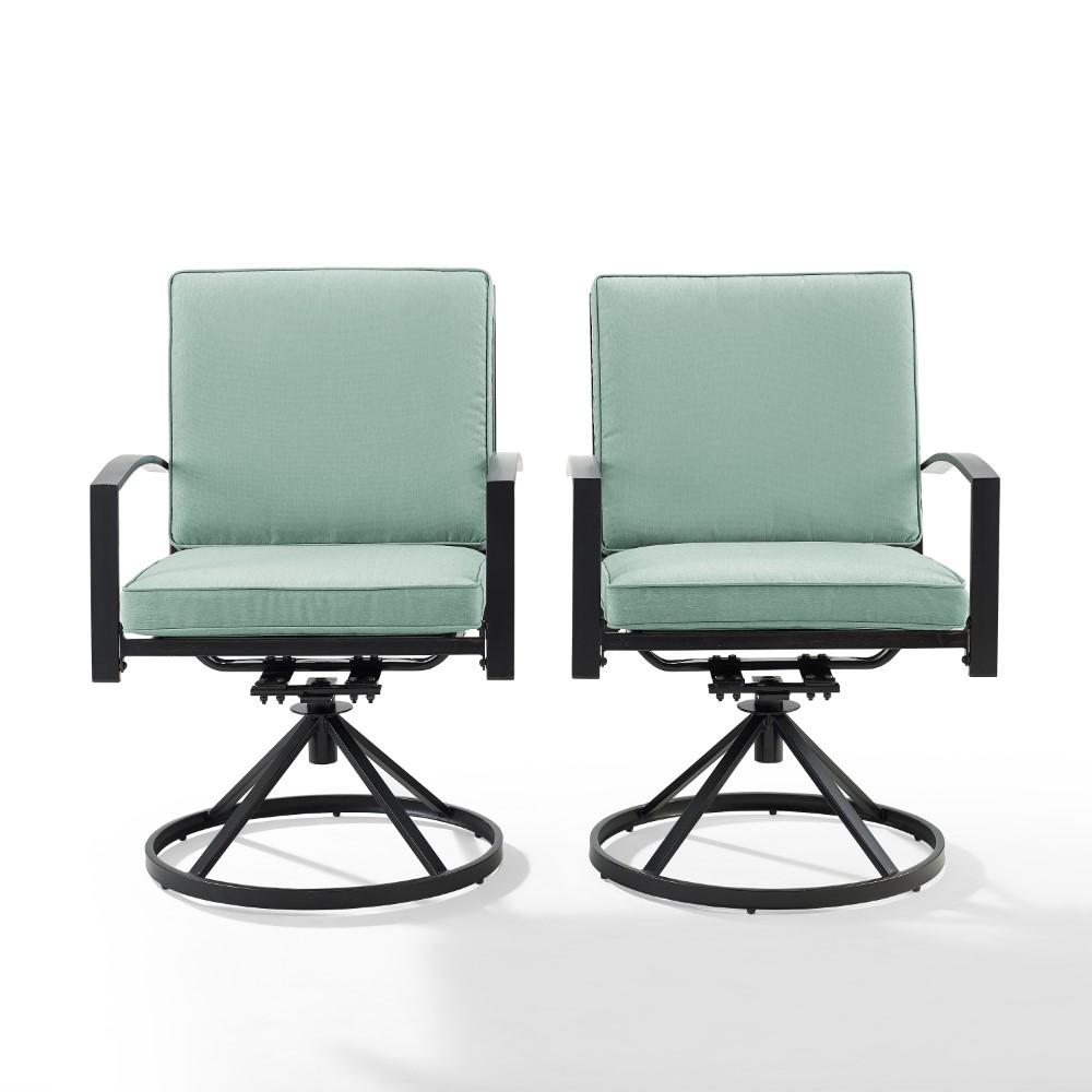 Crosley Furniture - Kaplan 2 Piece Outdoor Dining Swivel Chair Set Mist/Oil Rubbed Bronze - 2 Swivel Chairs - KO60026BZ-MI veiw 3