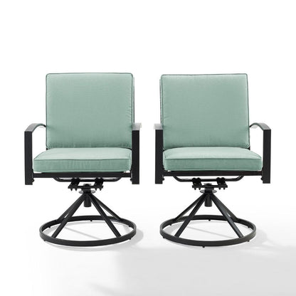 Crosley Furniture - Kaplan 2 Piece Outdoor Dining Swivel Chair Set Mist/Oil Rubbed Bronze - 2 Swivel Chairs - KO60026BZ-MI veiw 3
