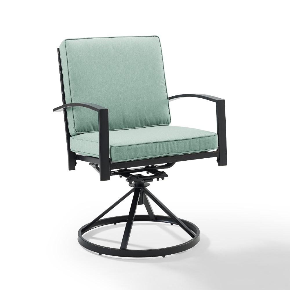 Crosley Furniture - Kaplan 2 Piece Outdoor Dining Swivel Chair Set Mist/Oil Rubbed Bronze - 2 Swivel Chairs - KO60026BZ-MI veiw 4