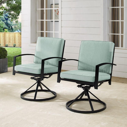 Crosley Furniture - Kaplan 2 Piece Outdoor Dining Swivel Chair Set Mist/Oil Rubbed Bronze - 2 Swivel Chairs - KO60026BZ-MI veiw 8