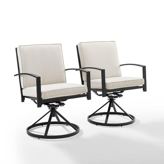 Crosley Furniture - Kaplan 2 Piece Outdoor Dining Swivel Chair Set Oatmeal/Oil Rubbed Bronze - 2 Swivel Chairs - KO60026BZ-OL veiw 1