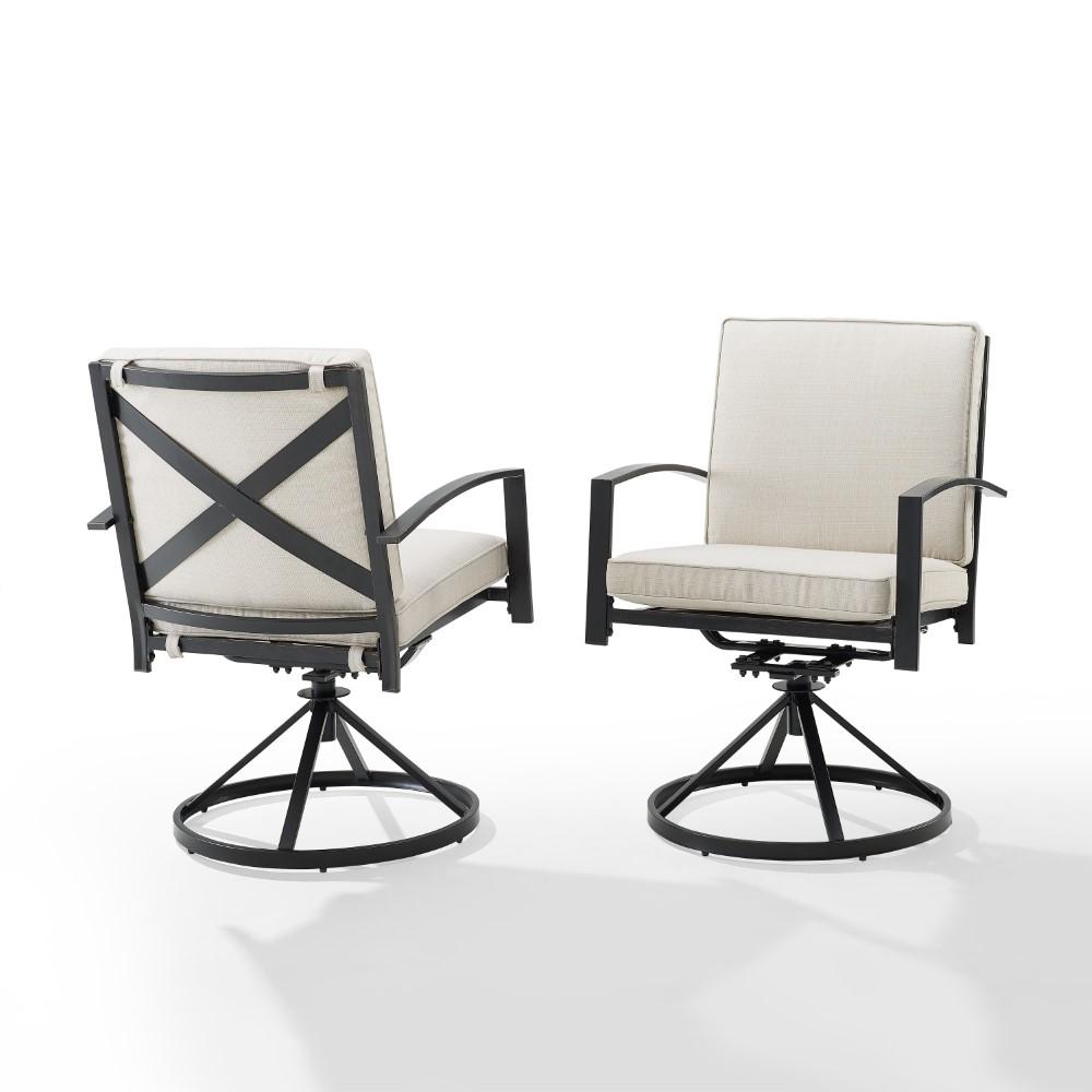 Crosley Furniture - Kaplan 2 Piece Outdoor Dining Swivel Chair Set Oatmeal/Oil Rubbed Bronze - 2 Swivel Chairs - KO60026BZ-OL veiw 2