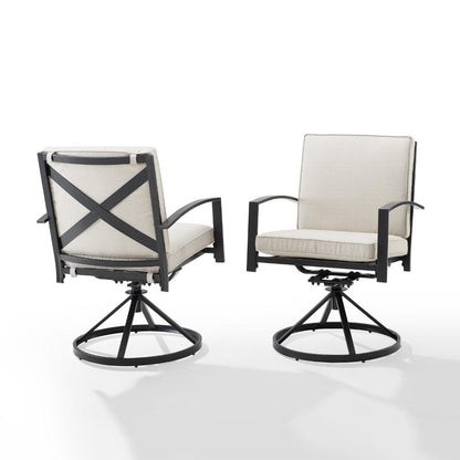 Crosley Furniture - Kaplan 2 Piece Outdoor Dining Swivel Chair Set Oatmeal/Oil Rubbed Bronze - 2 Swivel Chairs - KO60026BZ-OL veiw 2