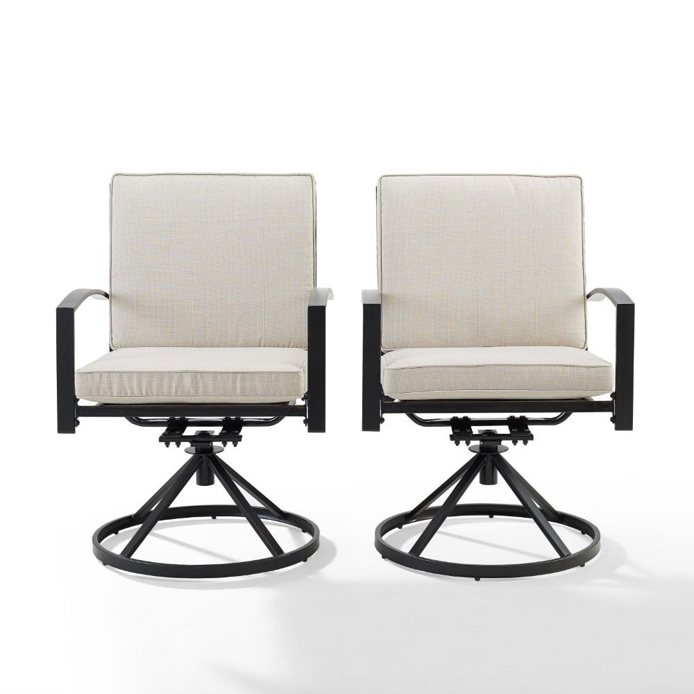 Crosley Furniture - Kaplan 2 Piece Outdoor Dining Swivel Chair Set Oatmeal/Oil Rubbed Bronze - 2 Swivel Chairs - KO60026BZ-OL veiw 3