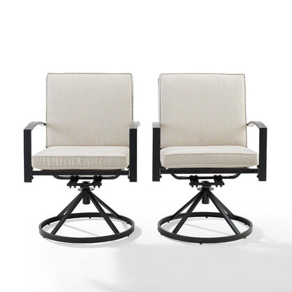 Crosley Furniture - Kaplan 2 Piece Outdoor Dining Swivel Chair Set Oatmeal/Oil Rubbed Bronze - 2 Swivel Chairs - KO60026BZ-OL veiw 3