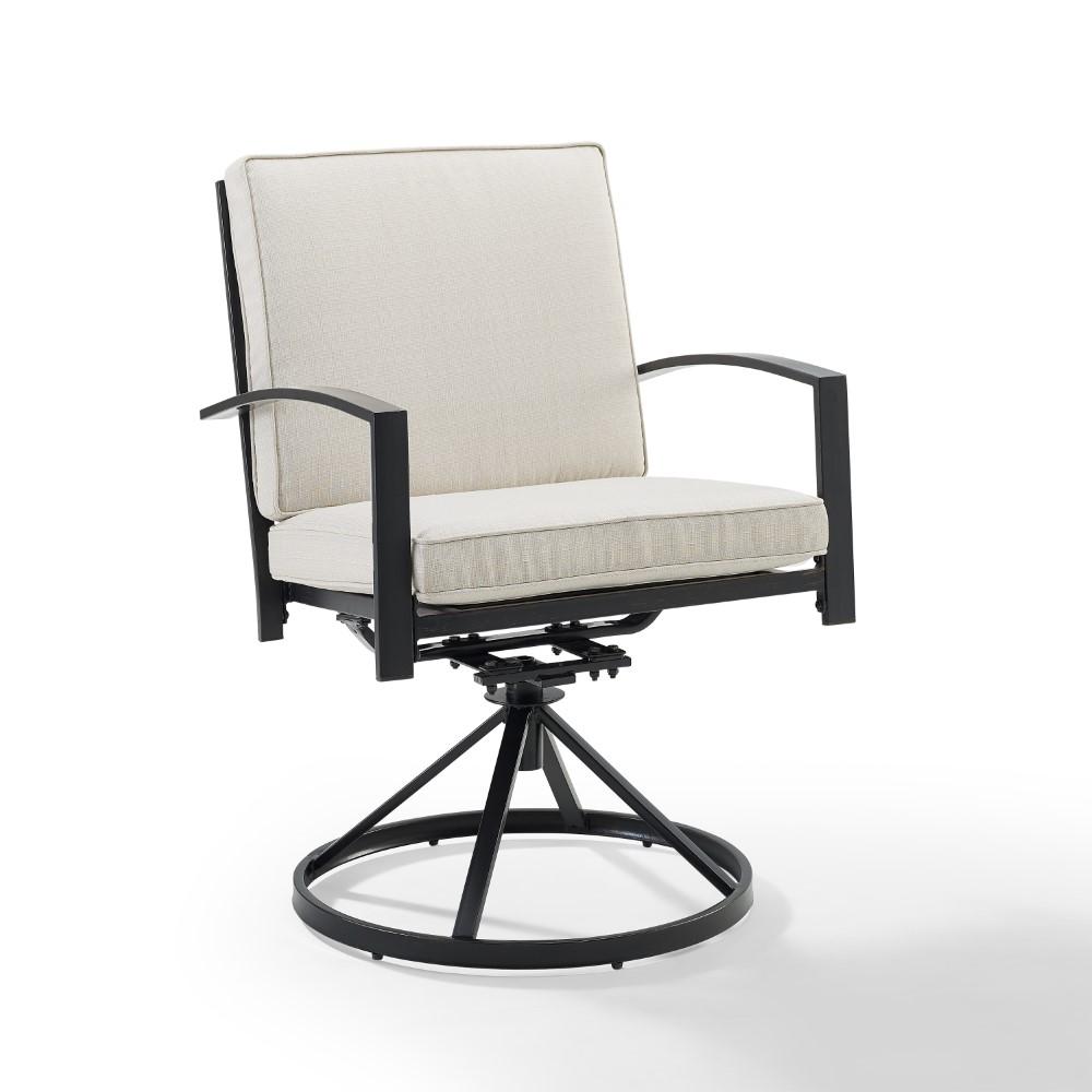 Crosley Furniture - Kaplan 2 Piece Outdoor Dining Swivel Chair Set Oatmeal/Oil Rubbed Bronze - 2 Swivel Chairs - KO60026BZ-OL veiw 4