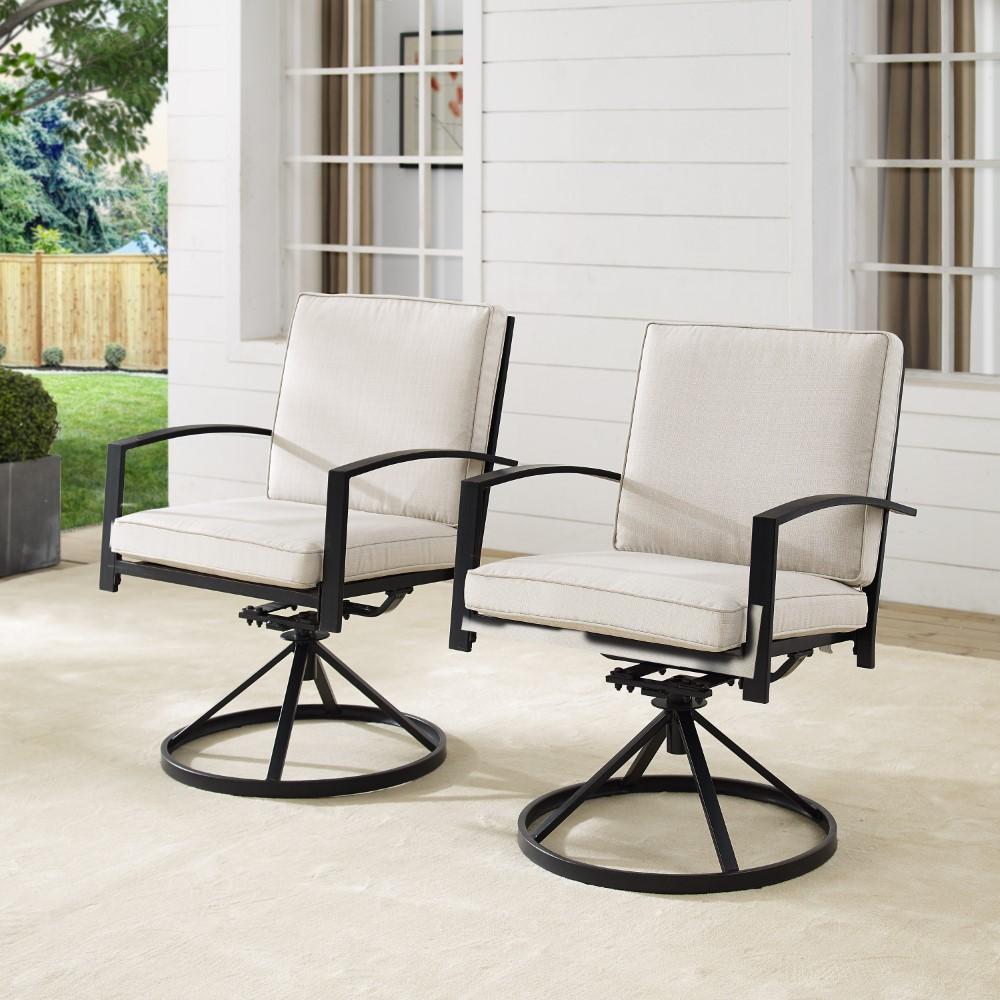 Crosley Furniture - Kaplan 2 Piece Outdoor Dining Swivel Chair Set Oatmeal/Oil Rubbed Bronze - 2 Swivel Chairs - KO60026BZ-OL veiw 8
