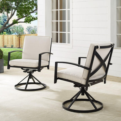 Crosley Furniture - Kaplan 2 Piece Outdoor Dining Swivel Chair Set Oatmeal/Oil Rubbed Bronze - 2 Swivel Chairs - KO60026BZ-OL veiw 9