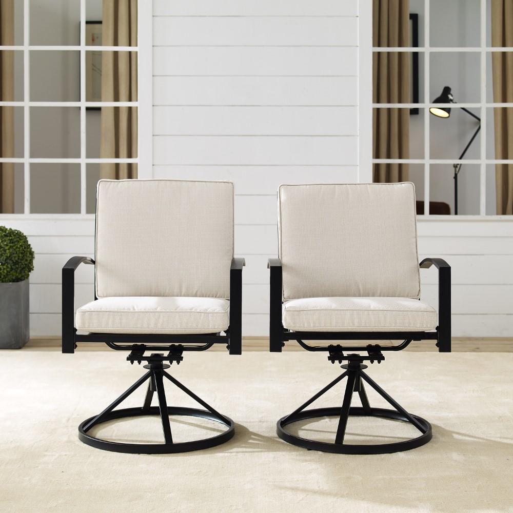 Crosley Furniture - Kaplan 2 Piece Outdoor Dining Swivel Chair Set Oatmeal/Oil Rubbed Bronze - 2 Swivel Chairs - KO60026BZ-OL veiw 10