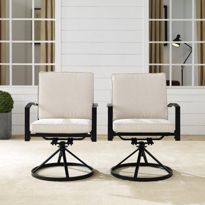 Crosley Furniture - Kaplan 2 Piece Outdoor Dining Swivel Chair Set Oatmeal/Oil Rubbed Bronze - 2 Swivel Chairs - KO60026BZ-OL veiw 10