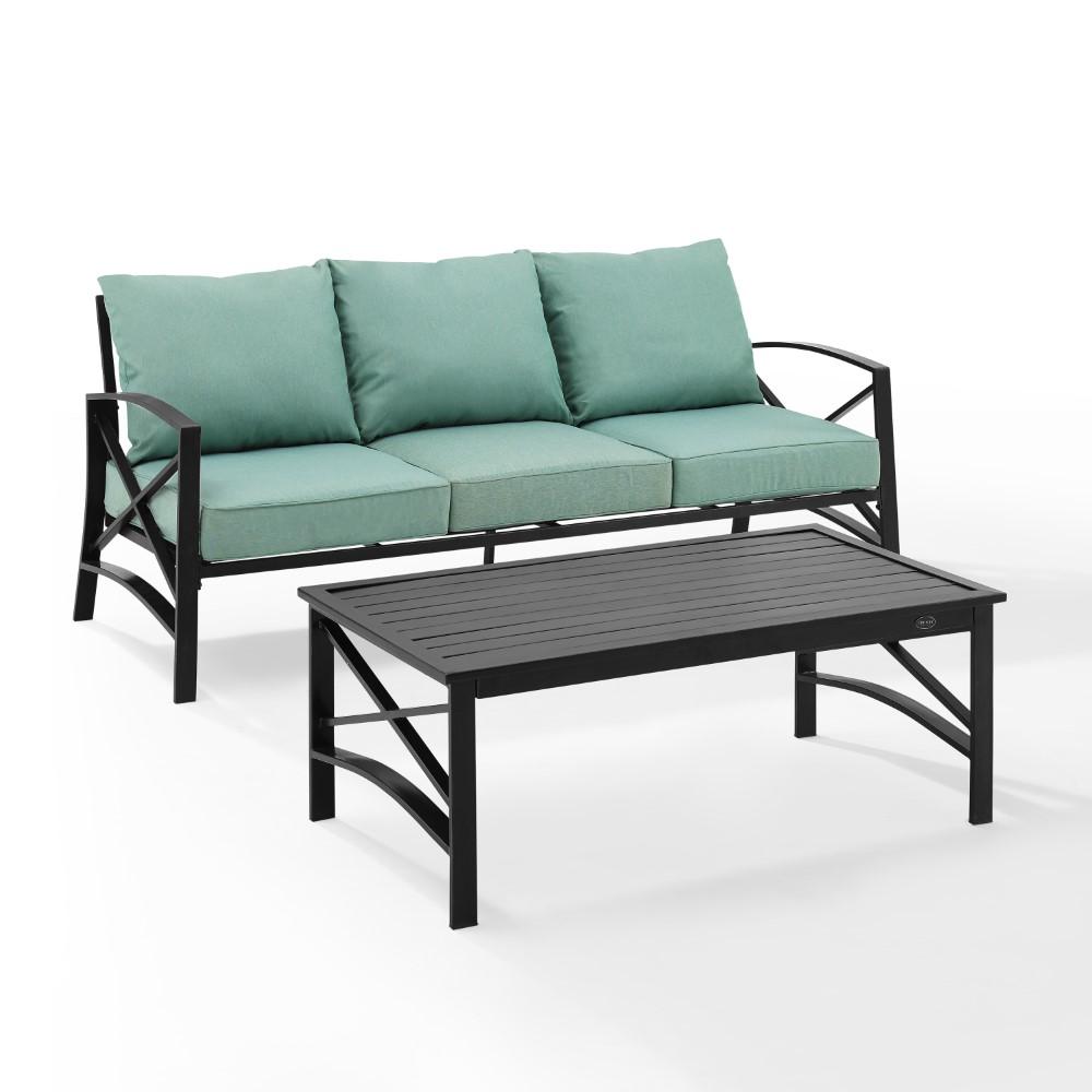 Crosley Furniture - Kaplan 2 Piece Outdoor Sofa Set Mist/Oil Rubbed Bronze - Sofa & Coffee Table - KO60029BZ-MI veiw 1