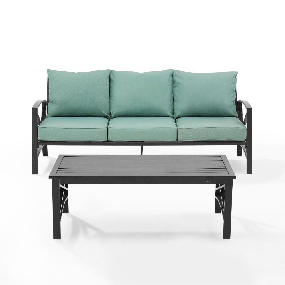 Crosley Furniture - Kaplan 2 Piece Outdoor Sofa Set Mist/Oil Rubbed Bronze - Sofa & Coffee Table - KO60029BZ-MI veiw 2