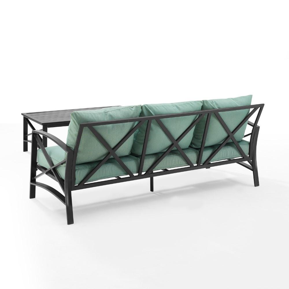 Crosley Furniture - Kaplan 2 Piece Outdoor Sofa Set Mist/Oil Rubbed Bronze - Sofa & Coffee Table - KO60029BZ-MI veiw 3