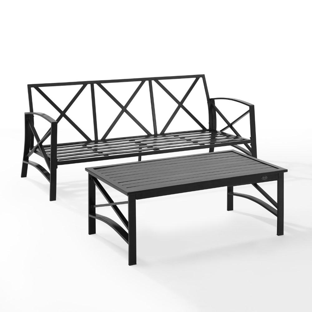 Crosley Furniture - Kaplan 2 Piece Outdoor Sofa Set Mist/Oil Rubbed Bronze - Sofa & Coffee Table - KO60029BZ-MI veiw 4