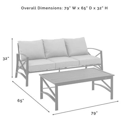 Crosley Furniture - Kaplan 2 Piece Outdoor Sofa Set Mist/Oil Rubbed Bronze - Sofa & Coffee Table - KO60029BZ-MI veiw 6