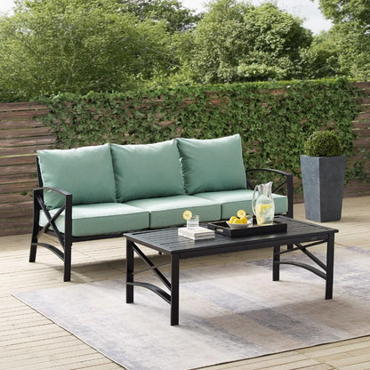 Crosley Furniture - Kaplan 2 Piece Outdoor Sofa Set Mist/Oil Rubbed Bronze - Sofa & Coffee Table - KO60029BZ-MI veiw 8