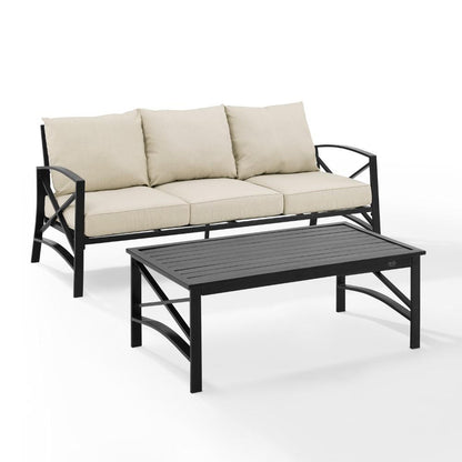 Crosley Furniture - Kaplan 2 Piece Outdoor Sofa Set Oatmeal/Oil Rubbed Bronze - Sofa & Coffee Table - KO60029BZ-OL veiw 1