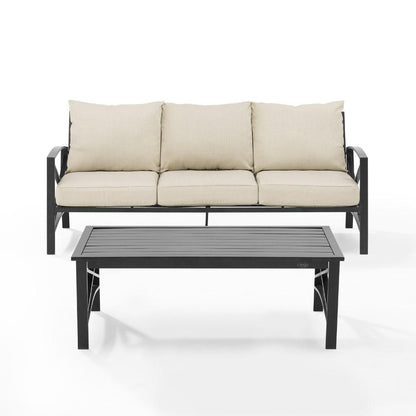 Crosley Furniture - Kaplan 2 Piece Outdoor Sofa Set Oatmeal/Oil Rubbed Bronze - Sofa & Coffee Table - KO60029BZ-OL veiw 2