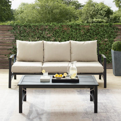 Crosley Furniture - Kaplan 2 Piece Outdoor Sofa Set Oatmeal/Oil Rubbed Bronze - Sofa & Coffee Table - KO60029BZ-OL veiw 7