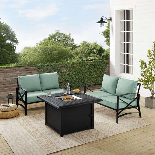 Crosley Furniture - Kaplan 3Pc Outdoor Metal Conversation Set W-Fire Table Mist-Oil Rubbed Bronze - Dante Fire Table and 2 Loveseats - KO60038BZ-MI veiw 1