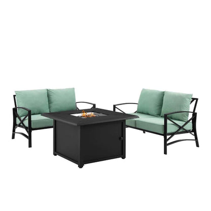 Crosley Furniture - Kaplan 3Pc Outdoor Metal Conversation Set W-Fire Table Mist-Oil Rubbed Bronze - Dante Fire Table and 2 Loveseats - KO60038BZ-MI veiw 5